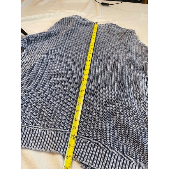 PINK Victoria's Secret Blue Knit Open Front Cardigan Sweater Pockets Oversized - Picture 6 of 8